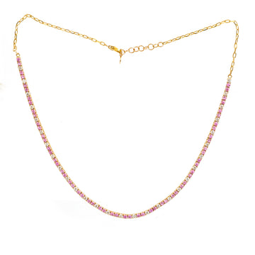 JPNC-850/13758 Diamond Pink Sapphire Necklace | 14K