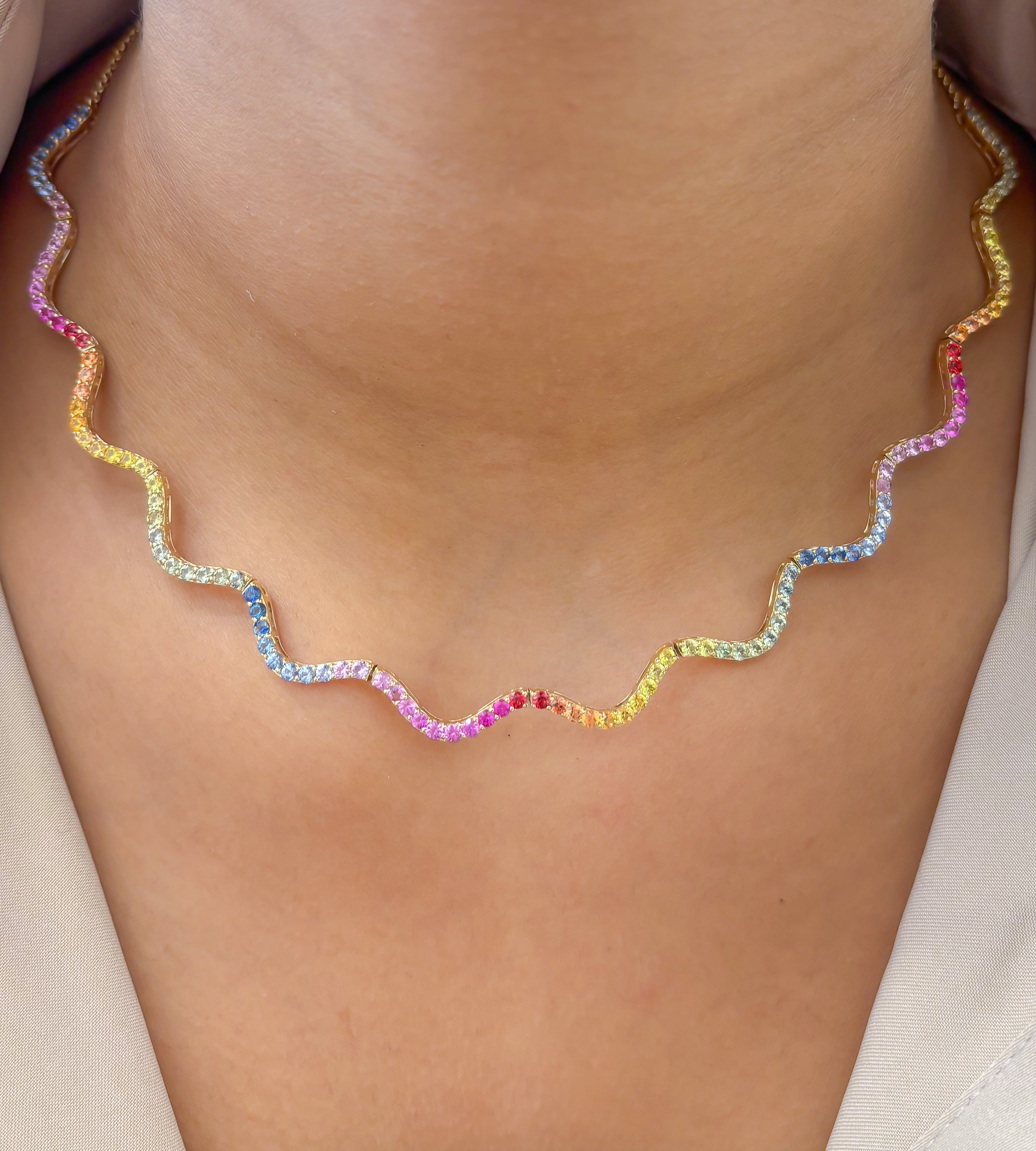 JPNC-851/13759 Rainbow Sapphire Necklace | 14K