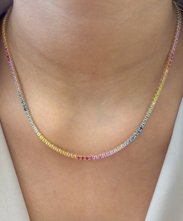 JPNC-852/13760 Rainbow Sapphire Necklace | 14K