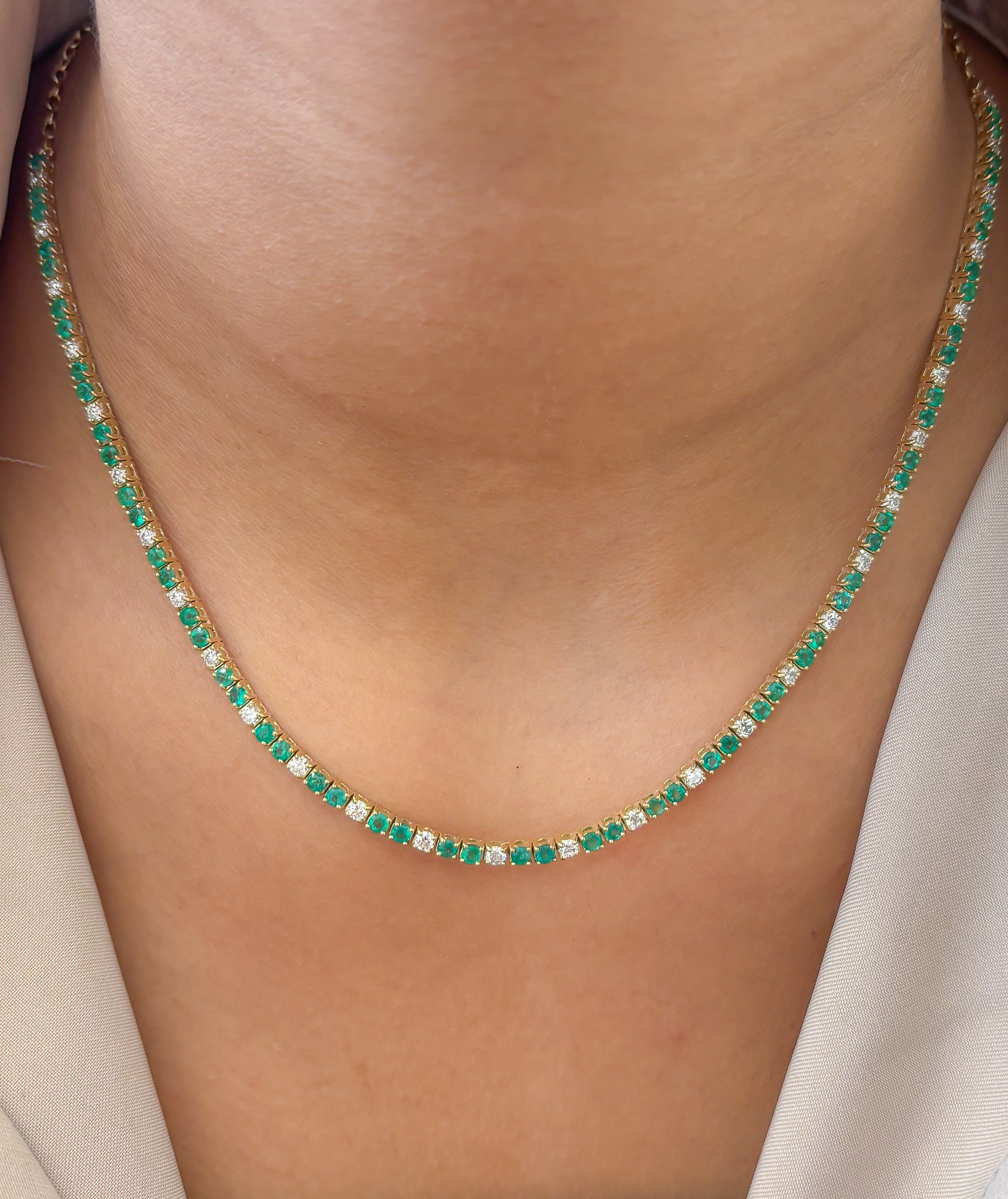 JPNC-853/13761 Diamond Emerald Necklace | 14K