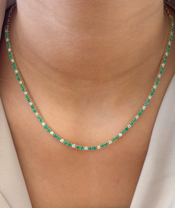 JPNC-853/13761 Diamond Emerald Necklace | 14K