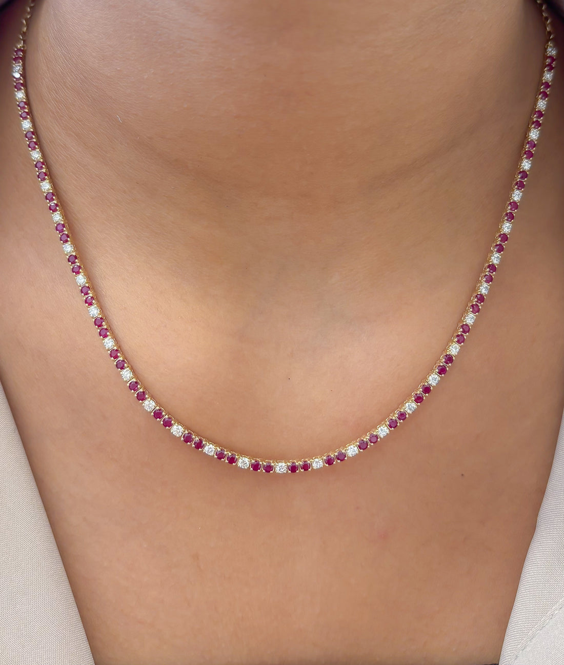 JPNC-854/13762 Diamond Ruby Necklace | 14K