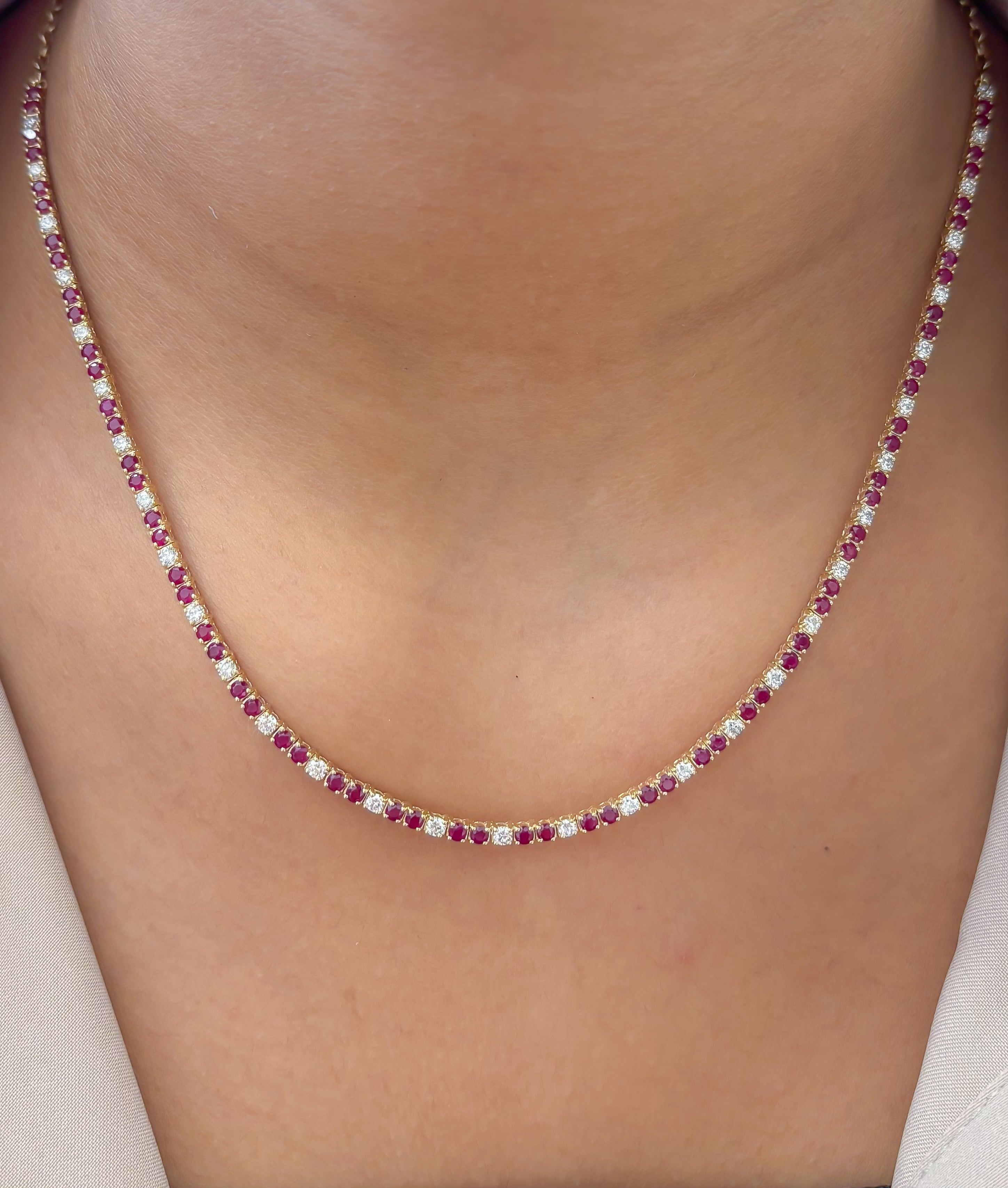 JPNC-854/13762 Diamond Ruby Necklace | 14K