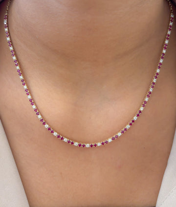 JPNC-854/13762 Diamond Ruby Necklace | 14K