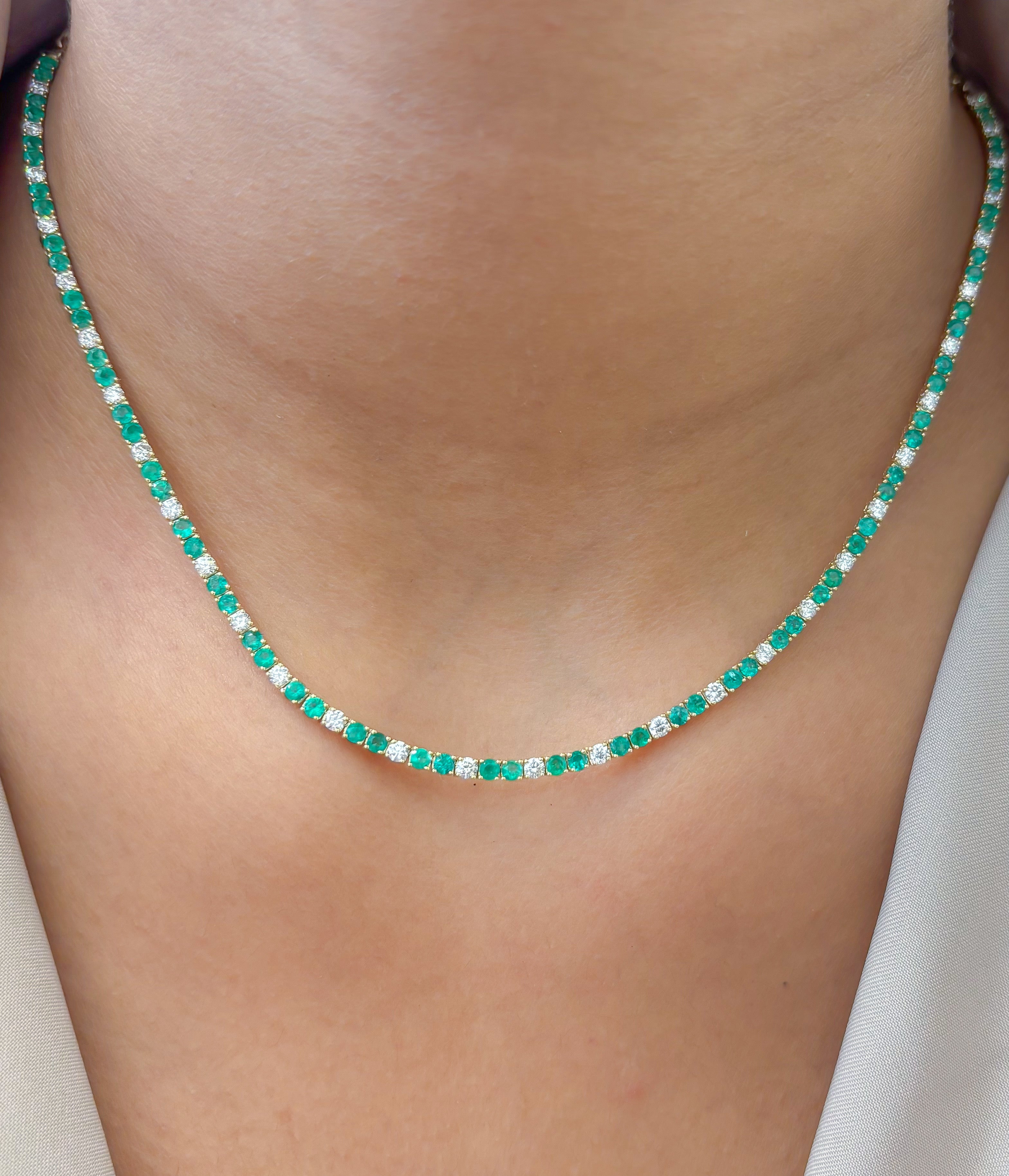 JPNC-859/13767 Diamond Emerald Necklace | 14K