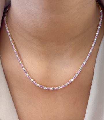 JPNC-860/13768 Diamond Pink Sapphire Necklace | 14K