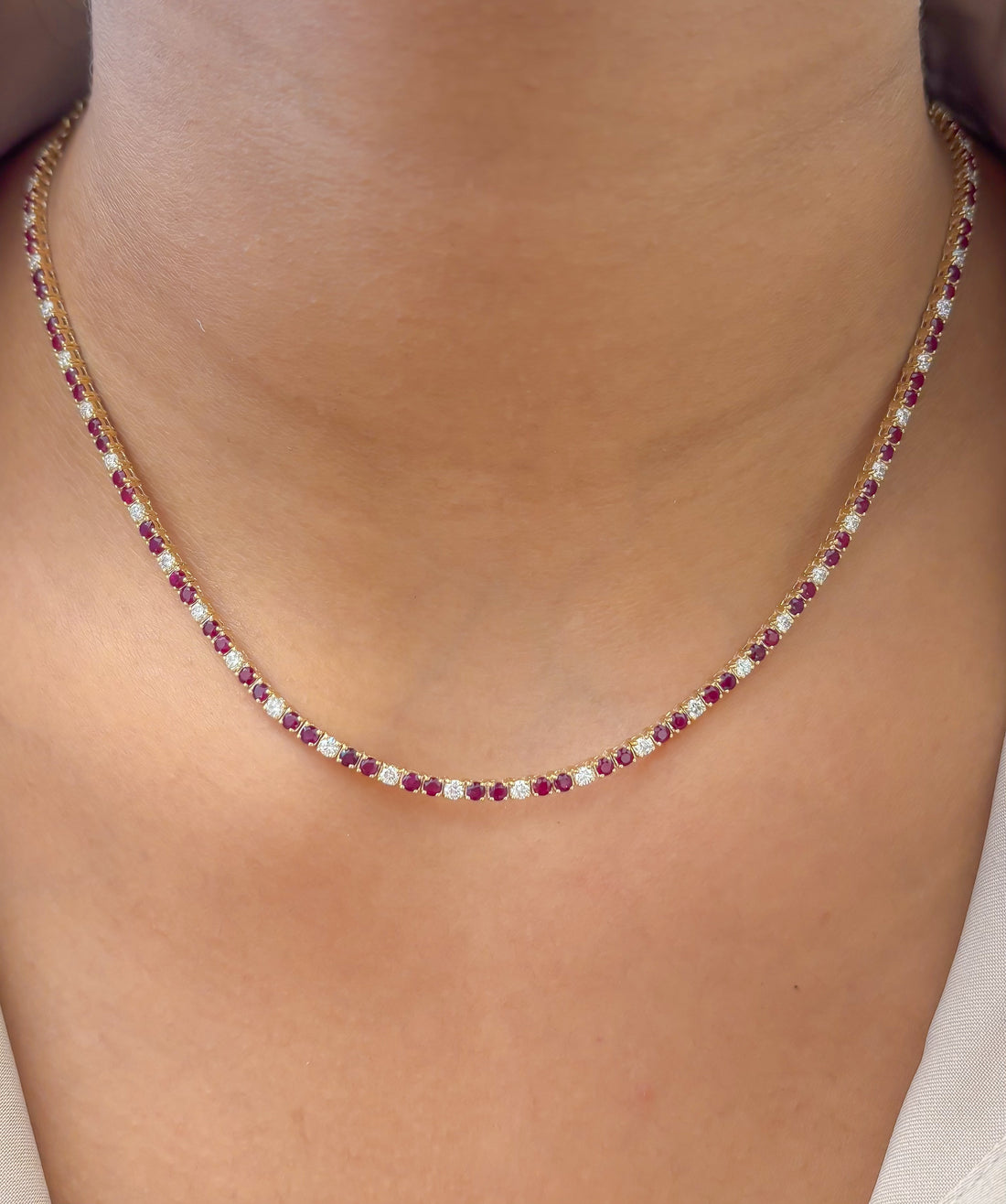 JPNC-861/13769 Diamond Ruby Necklace | 14K