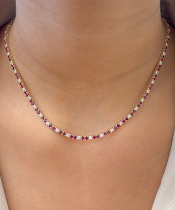 JPNC-861/13769 Diamond Ruby Necklace | 14K