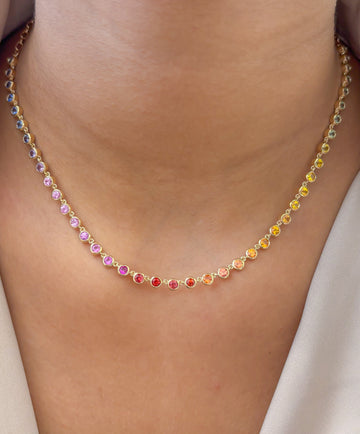JPNC-866/13774 Rainbow Sapphire Necklace | 14K