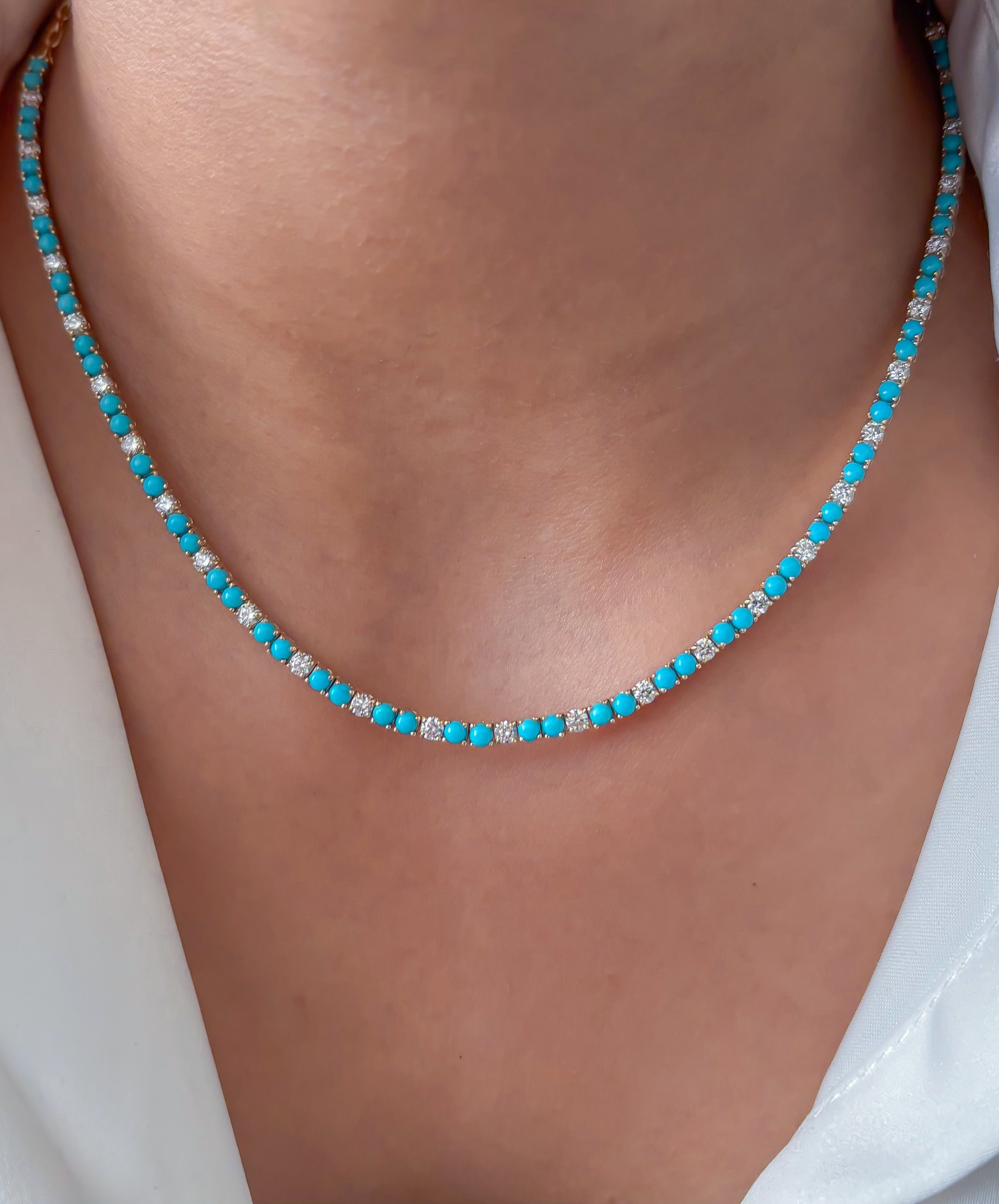 JPNC-867/13801 Diamond Turquoise Necklace | 14K