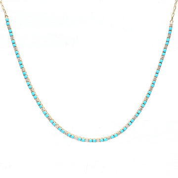 JPNC-867/13801 Diamond Turquoise Necklace | 14K