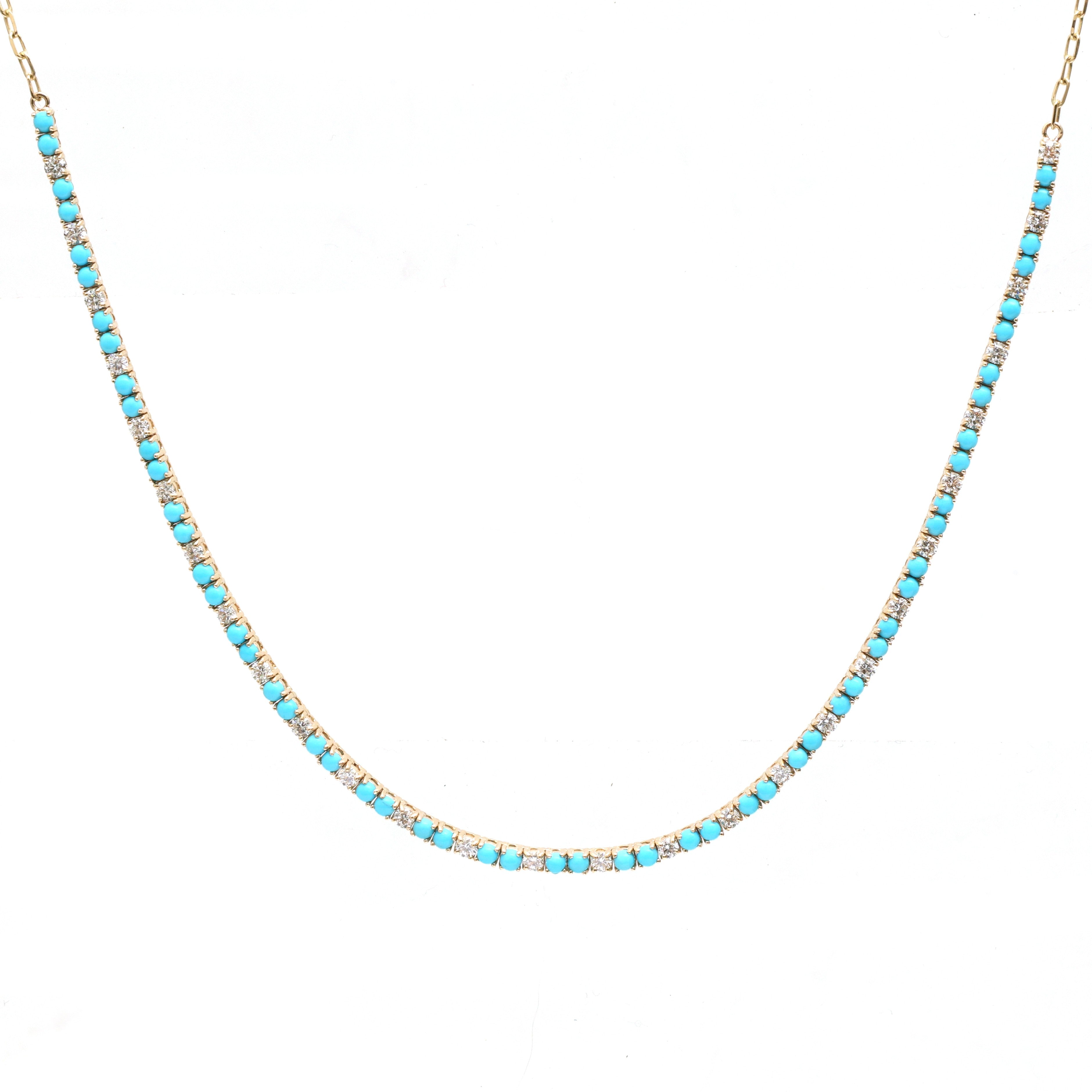 JPNC-867/13801 Diamond Turquoise Necklace | 14K