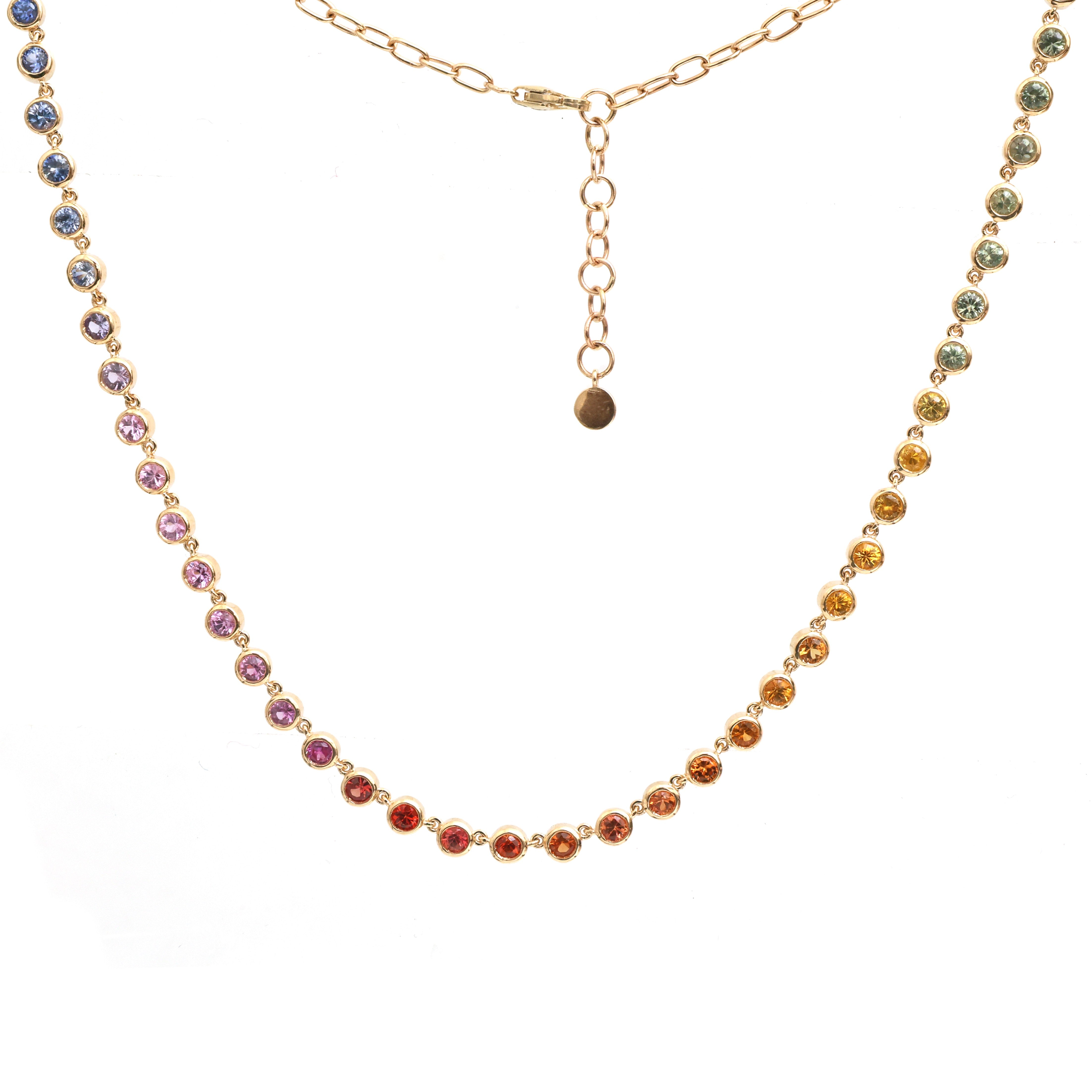 JPNC-870/13804 Rainbow Sapphire Necklace | 14K
