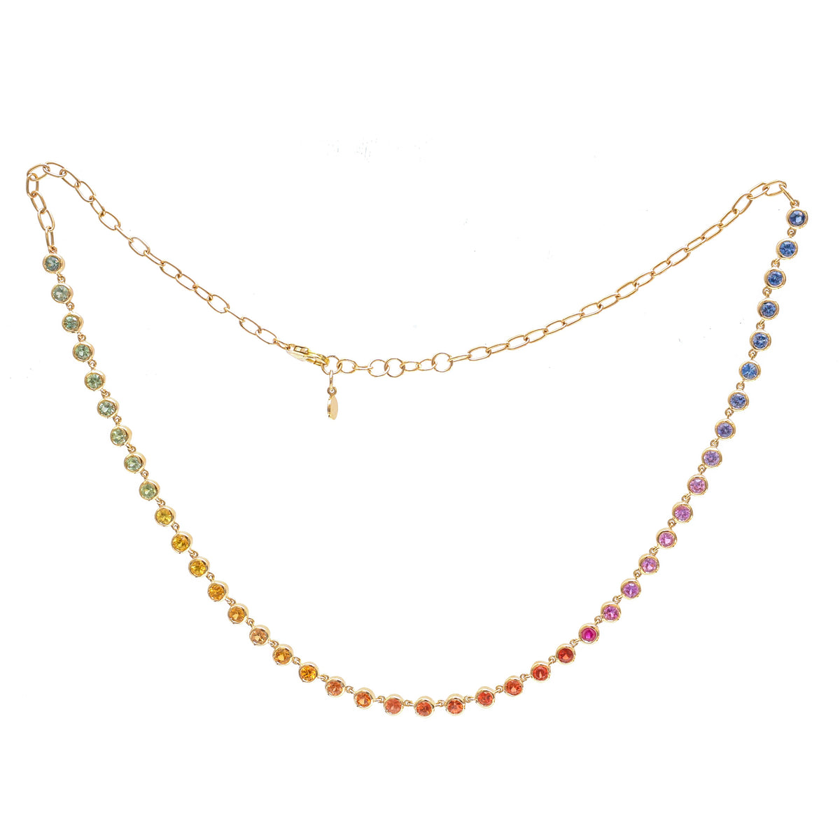 JPNC-875/13896 Rainbow Sapphire Necklace | 14K