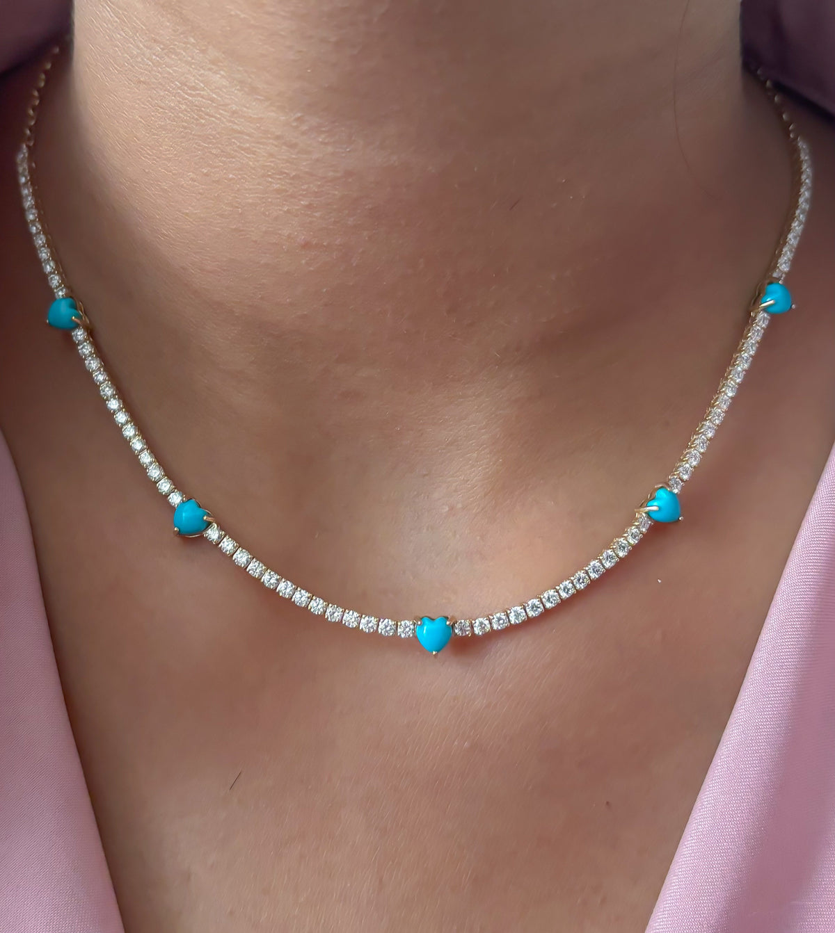 JPNC-881/13965 Turquoise Diamond Necklace | 14K