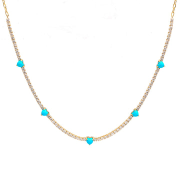 JPNC-881/13965 Turquoise Diamond Necklace | 14K