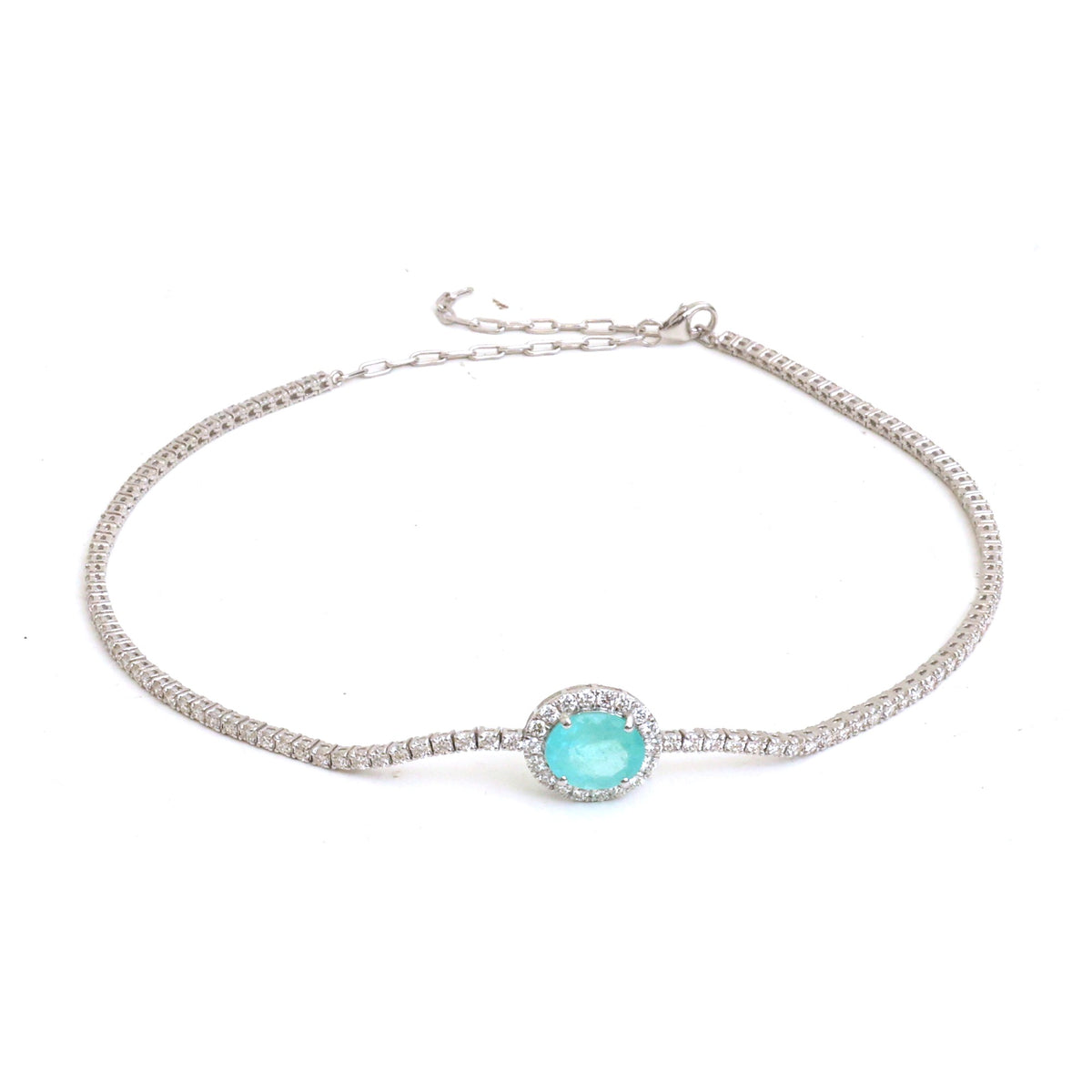 JPNC-893/14128 Paraiba Tourmaline Diamond Necklace | 18K