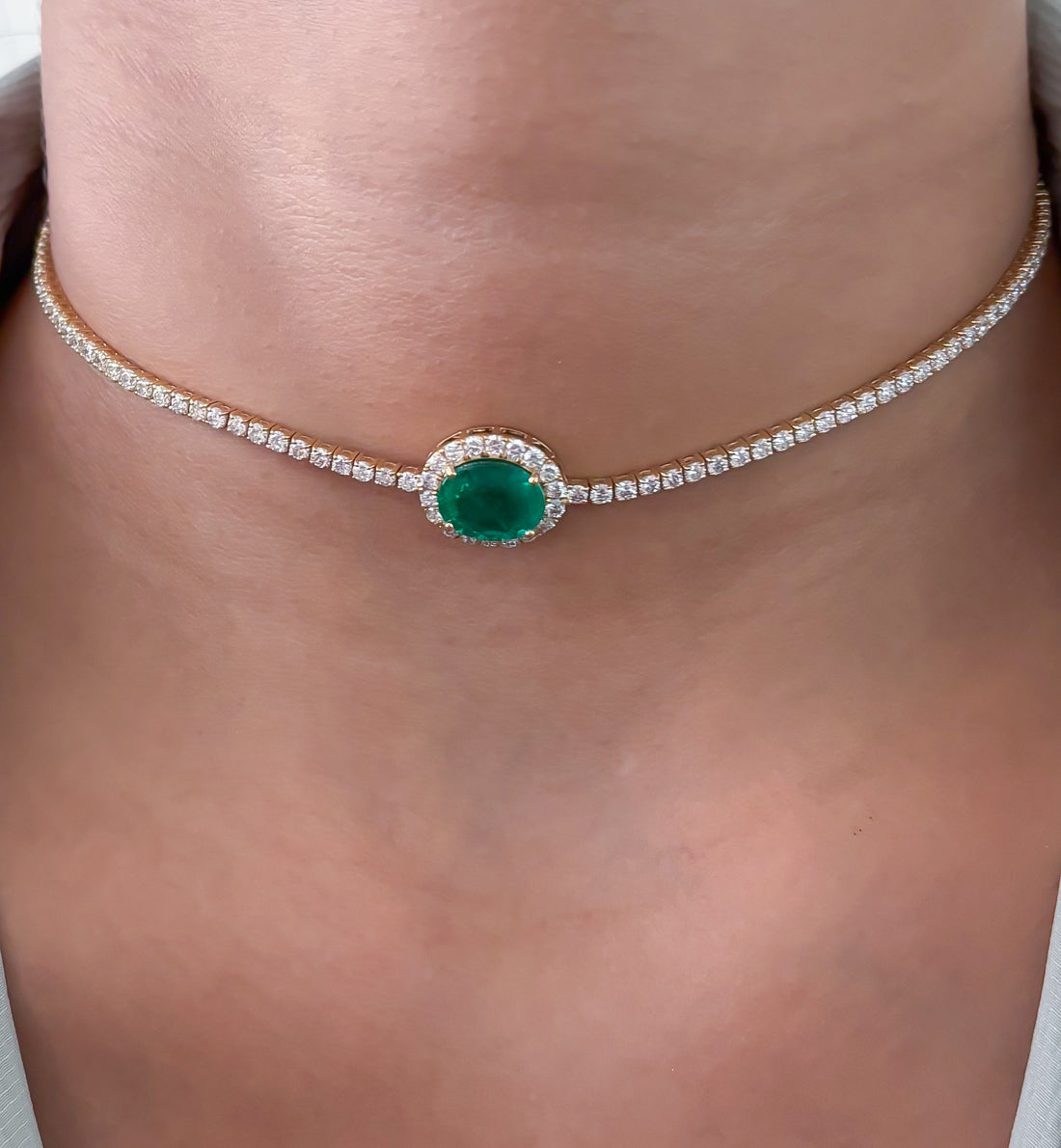 JPNC-896/14287 Emerald Diamond Necklace | 18K
