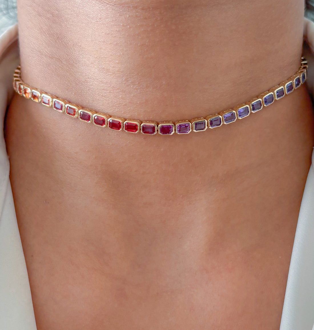 JPNC-915/14582 Rainbow Sapphire Necklace | 14K