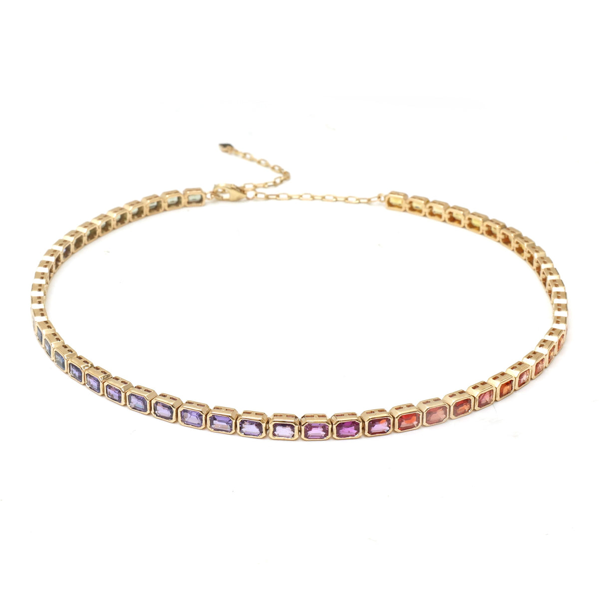 JPNC-915/14582 Rainbow Sapphire Necklace | 14K