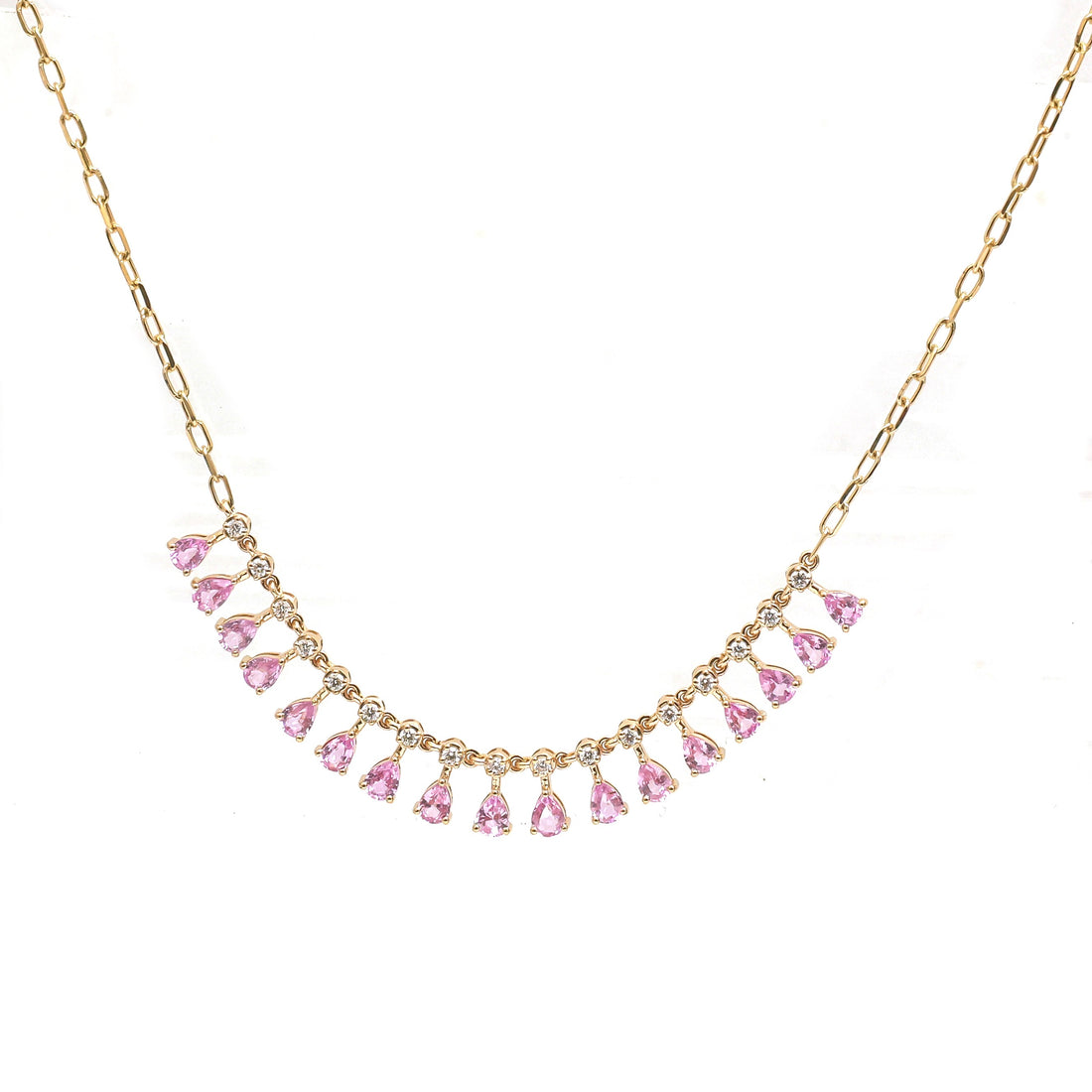 JPNC-917/14633 Pink Sapphire Diamond Necklace | 14K
