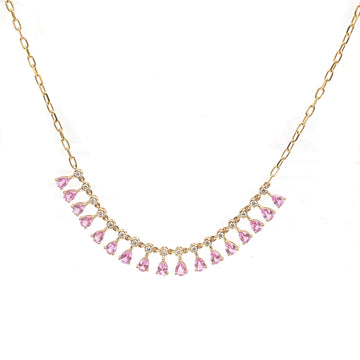 JPNC-917/14633 Pink Sapphire Diamond Necklace | 14K