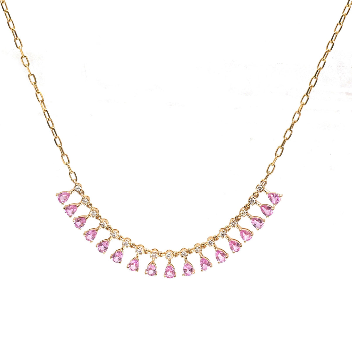 JPNC-918/14634 Pink Sapphire Diamond Necklace | 14K