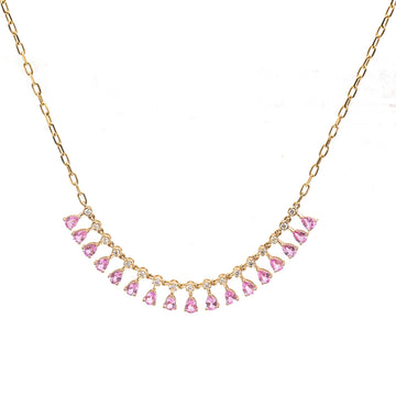 JPNC-918/14634 Pink Sapphire Diamond Necklace | 14K