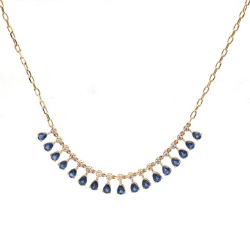 JPNC-919/14635 Blue Sapphire Diamond Necklace | 14K