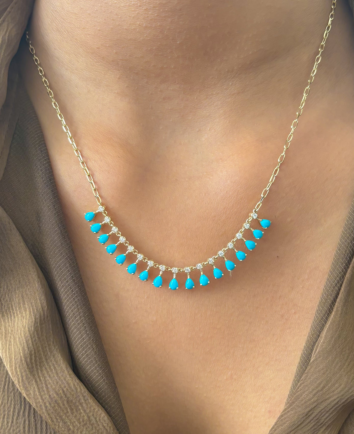 JPNC-920/14636 Turquoise Diamond Necklace | 14K