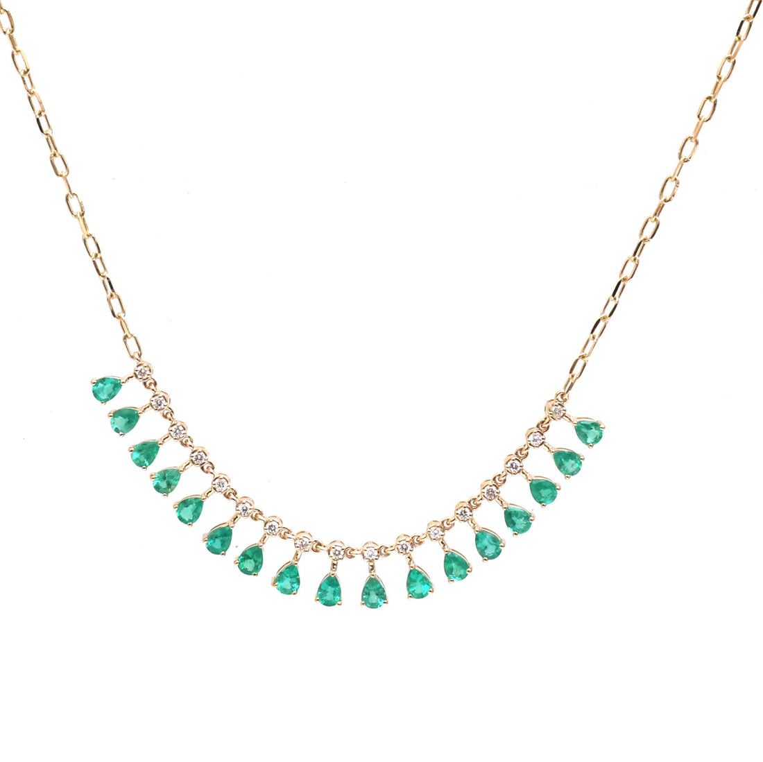 JPNC-923/14639 Emerald Diamond Necklace | 14K
