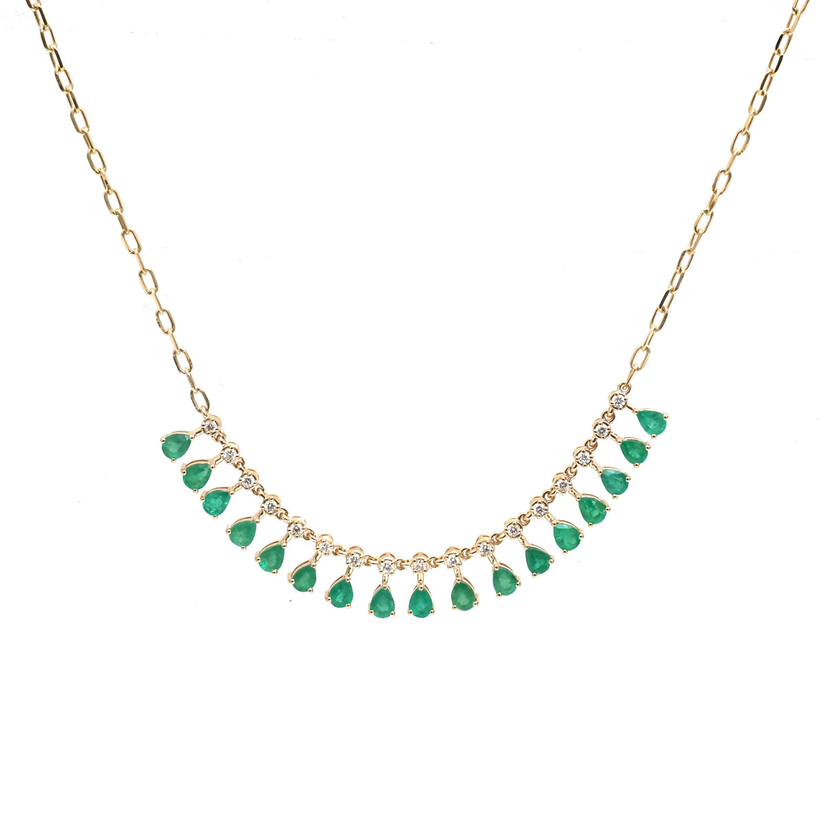 JPNC-924/14640 Emerald Diamond Necklace | 14K