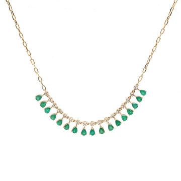 JPNC-924/14640 Emerald Diamond Necklace | 14K