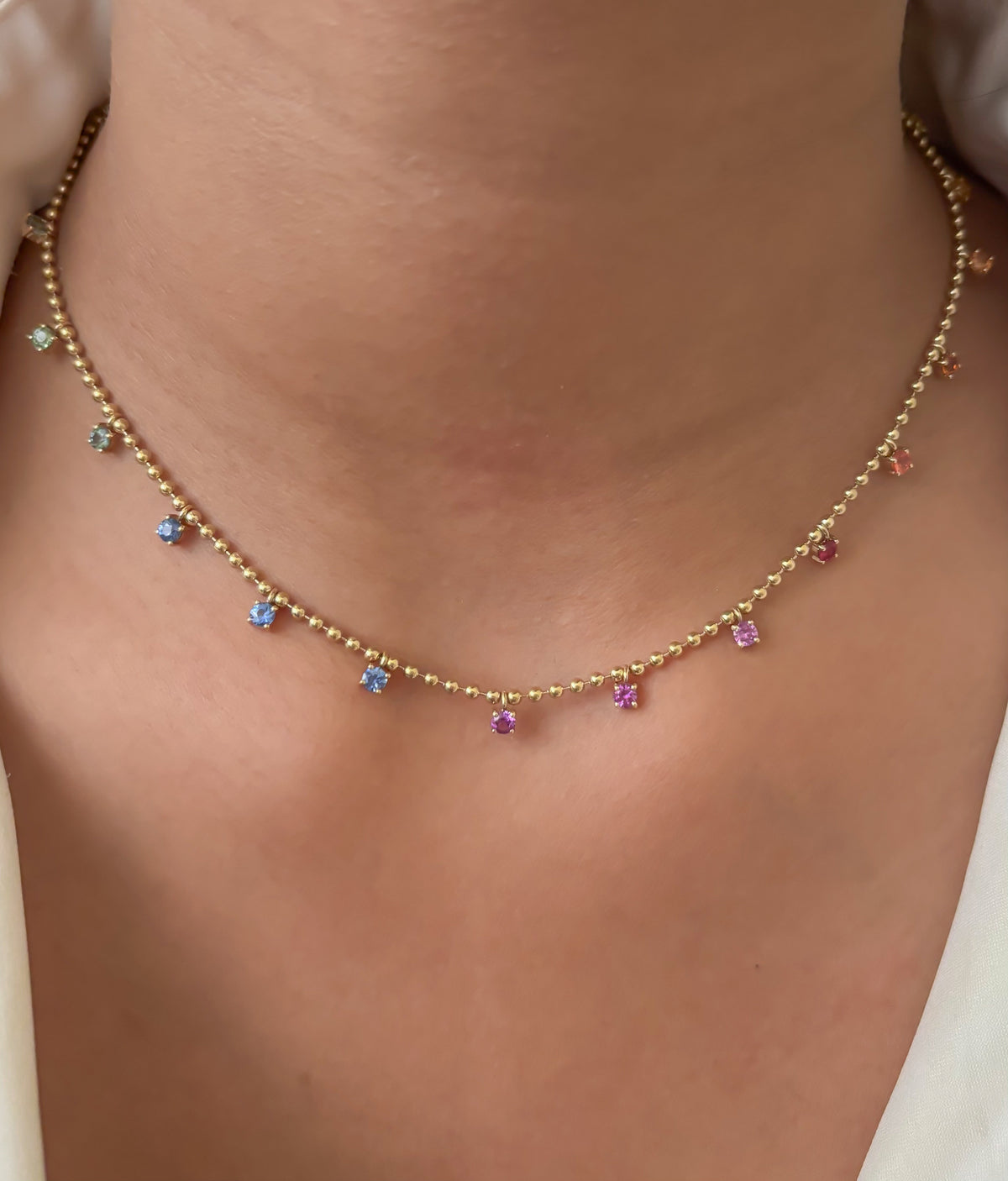 JPNC-929/14722 Rainbow Sapphire Necklace | 14K