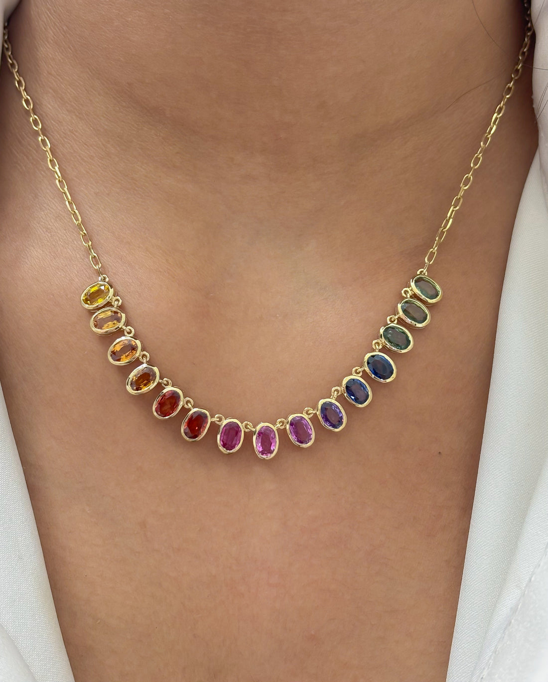 JPNC-932/14771 Rainbow Sapphire Necklace | 14K