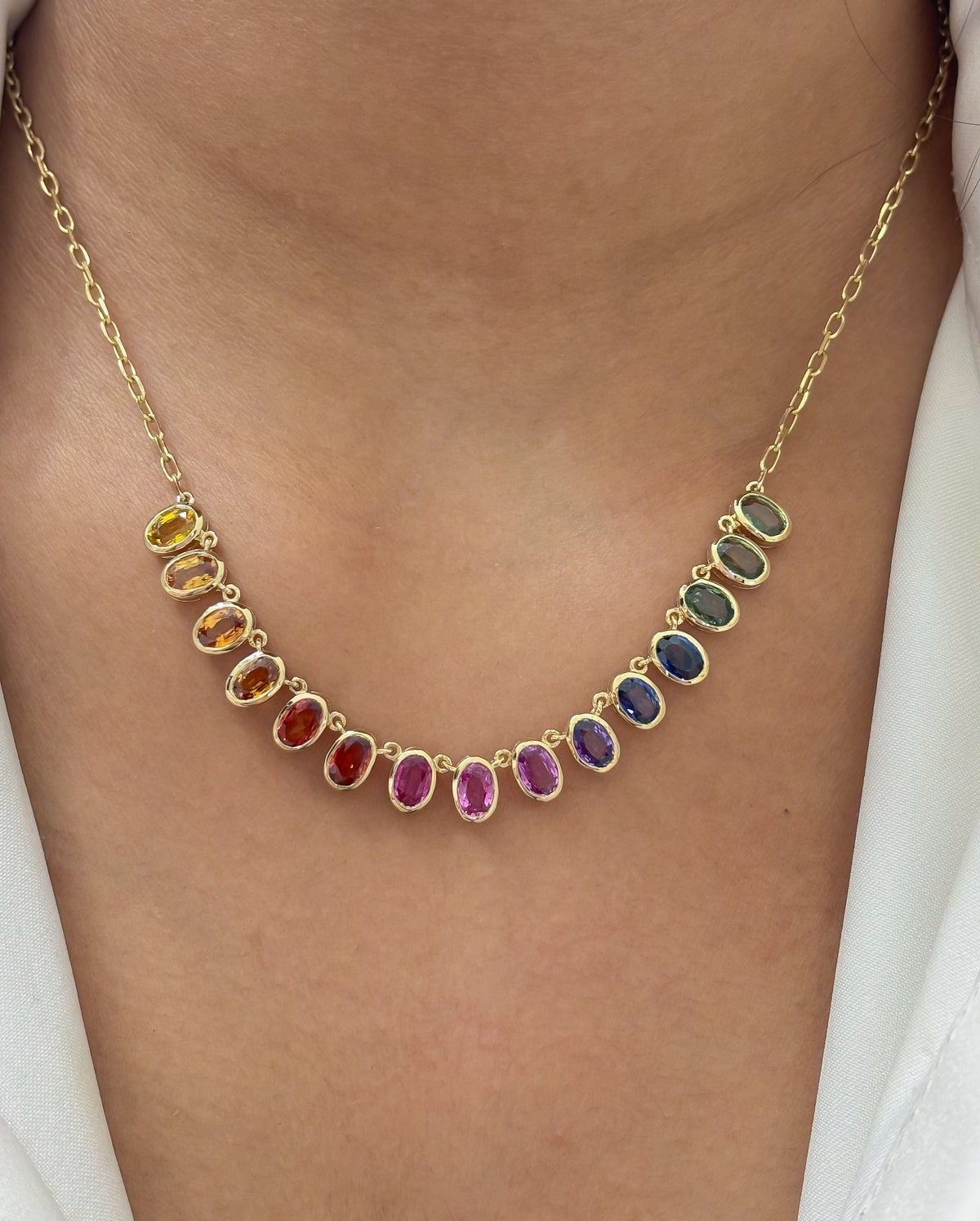 JPNC-932/14771 Rainbow Sapphire Necklace | 14K