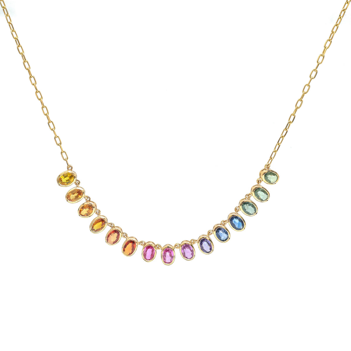 JPNC-932/14771 Rainbow Sapphire Necklace | 14K