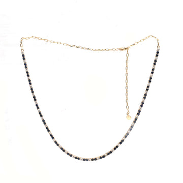 JPNC-937/14811 Diamond Blue Sapphire Necklace | 14K