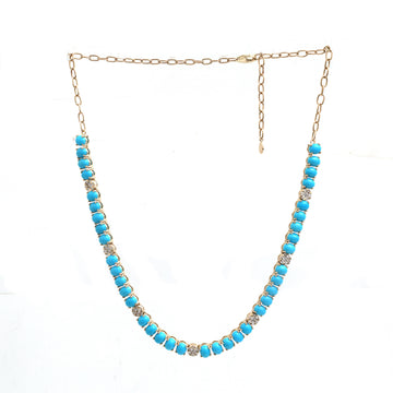 JPNC-938/14812 Turquoise Diamond Necklace | 14K