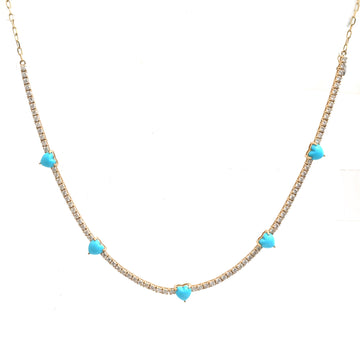 JPNC-939/14813 Turquoise Diamond Necklace | 14K