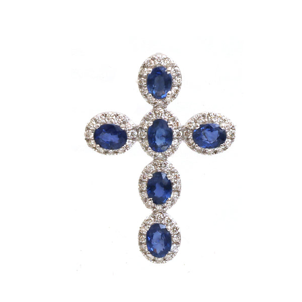 JPPD-1003/10393 Blue Sapphire Diamond Pendant | 18K