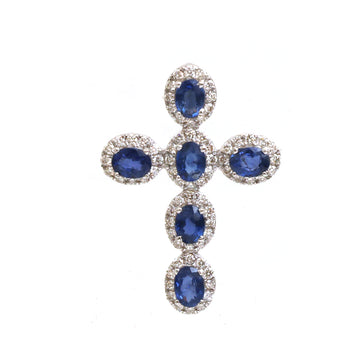 JPPD-1004/10394 Blue Sapphire Diamond Pendant | 18K
