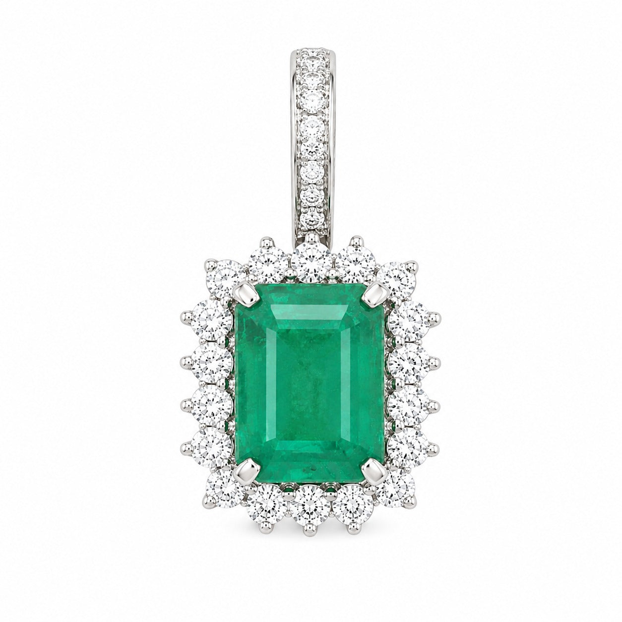 JPPD-1014/10456 Emerald Helo Diamond Octagon Pendant | 14K