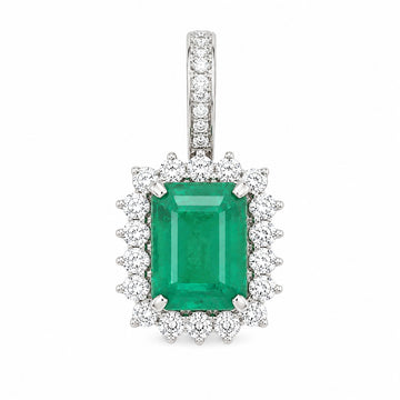 JPPD-1014/10456 Emerald Helo Diamond Octagon Pendant | 14K