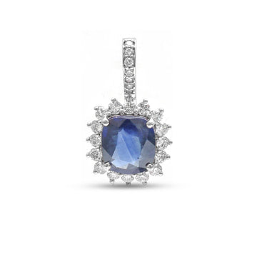 JPPD-1045/10603 Blue Sapphire Helo Diamond Octagon Pendant | 18K