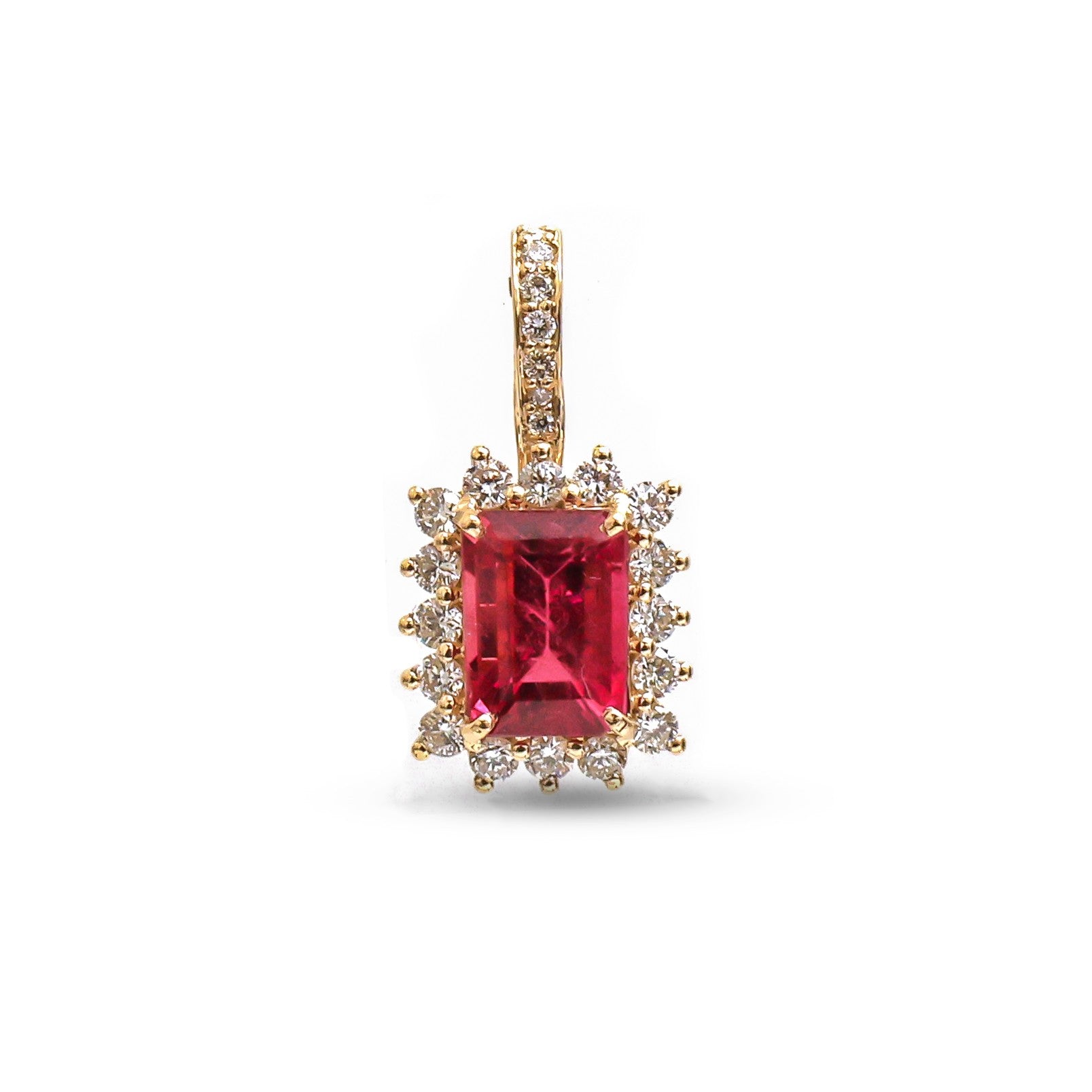 JPPD-1049/10611 Ruby Helo Diamond Octagon Pendant | 14K