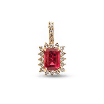 JPPD-1049/10611 Ruby Helo Diamond Octagon Pendant | 14K