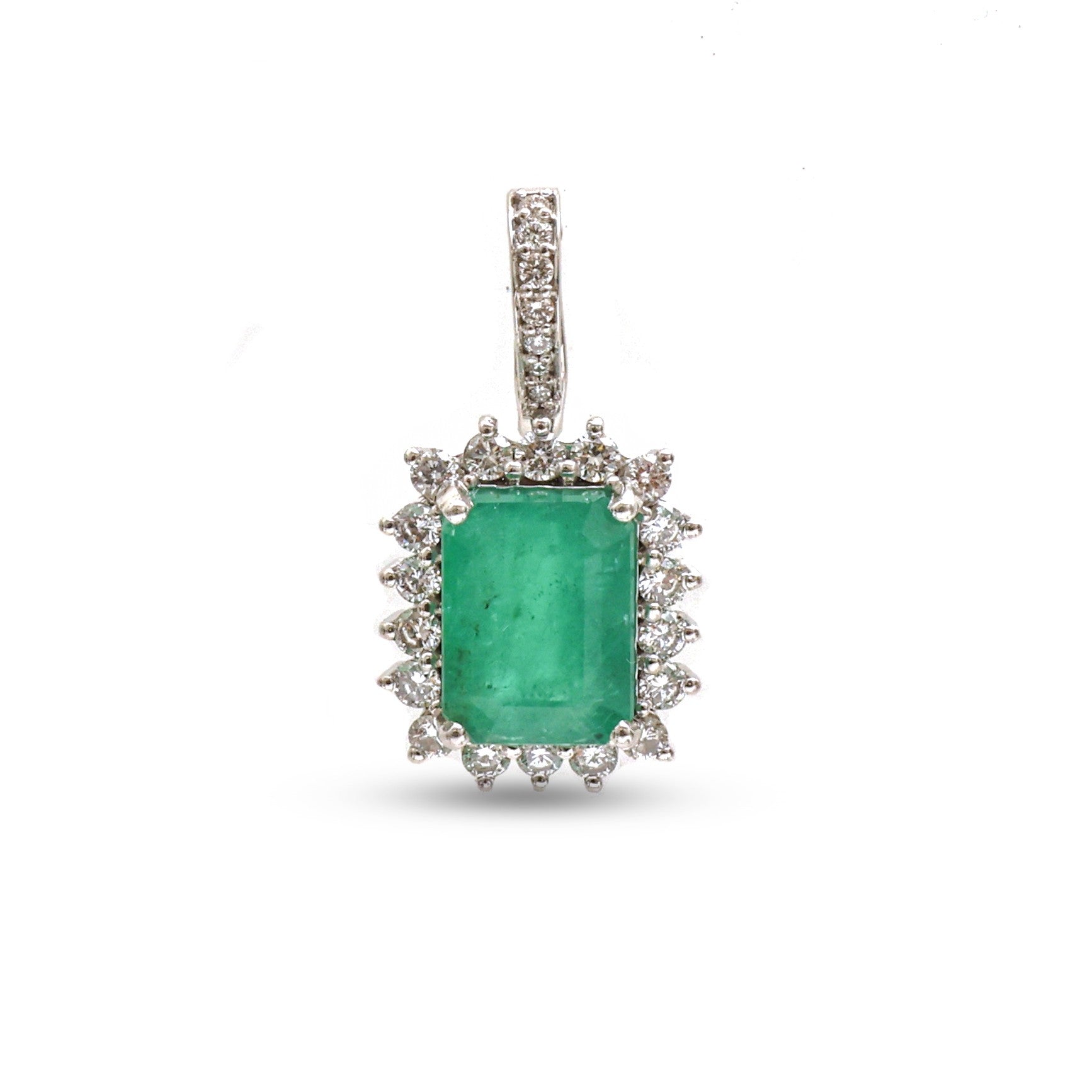 JPPD-1053/10635 Emerald Diamond Pendant | 14K