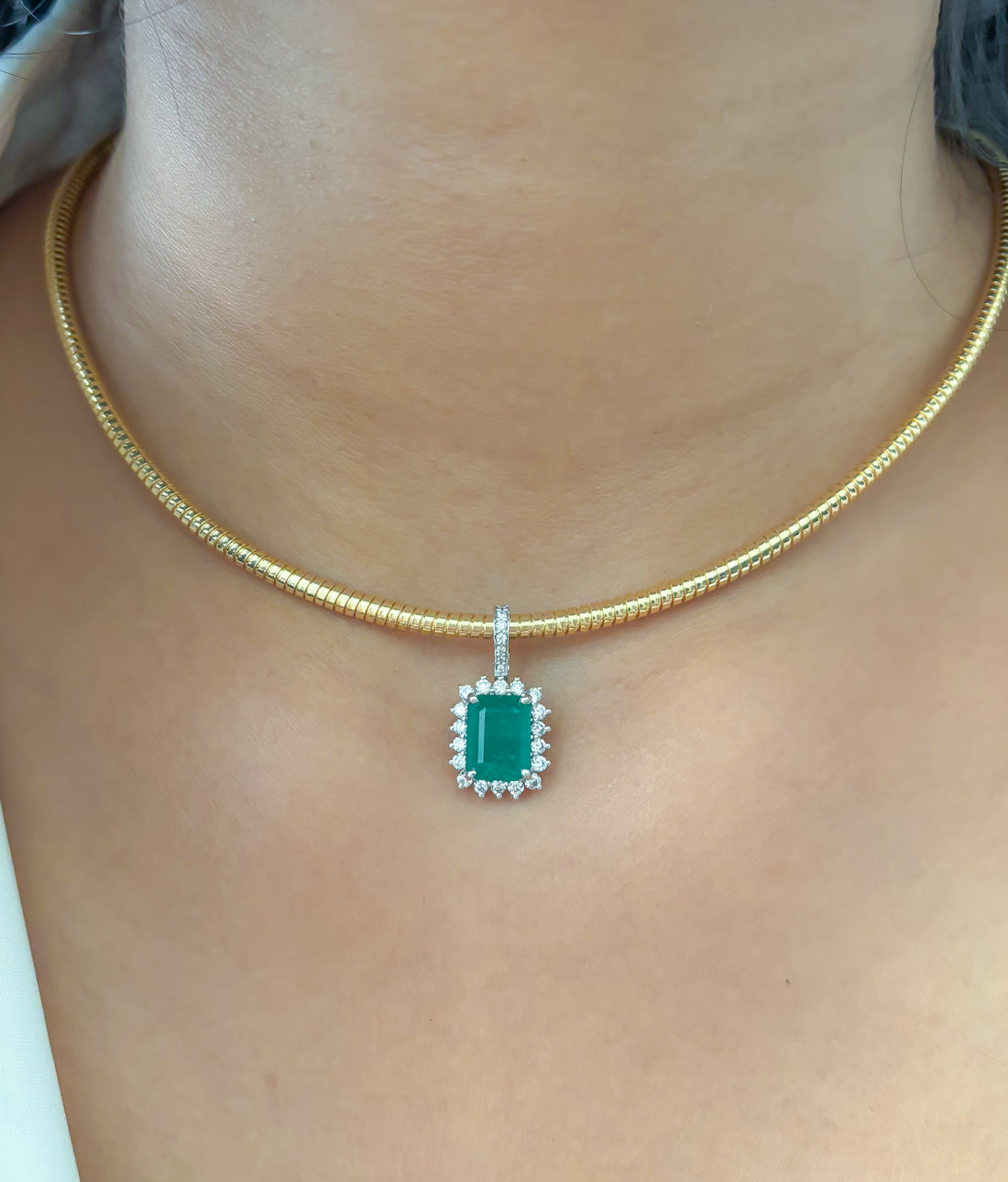 JPPD-1054/10636 Emerald Helo Diamond Octagon Pendant | 14K
