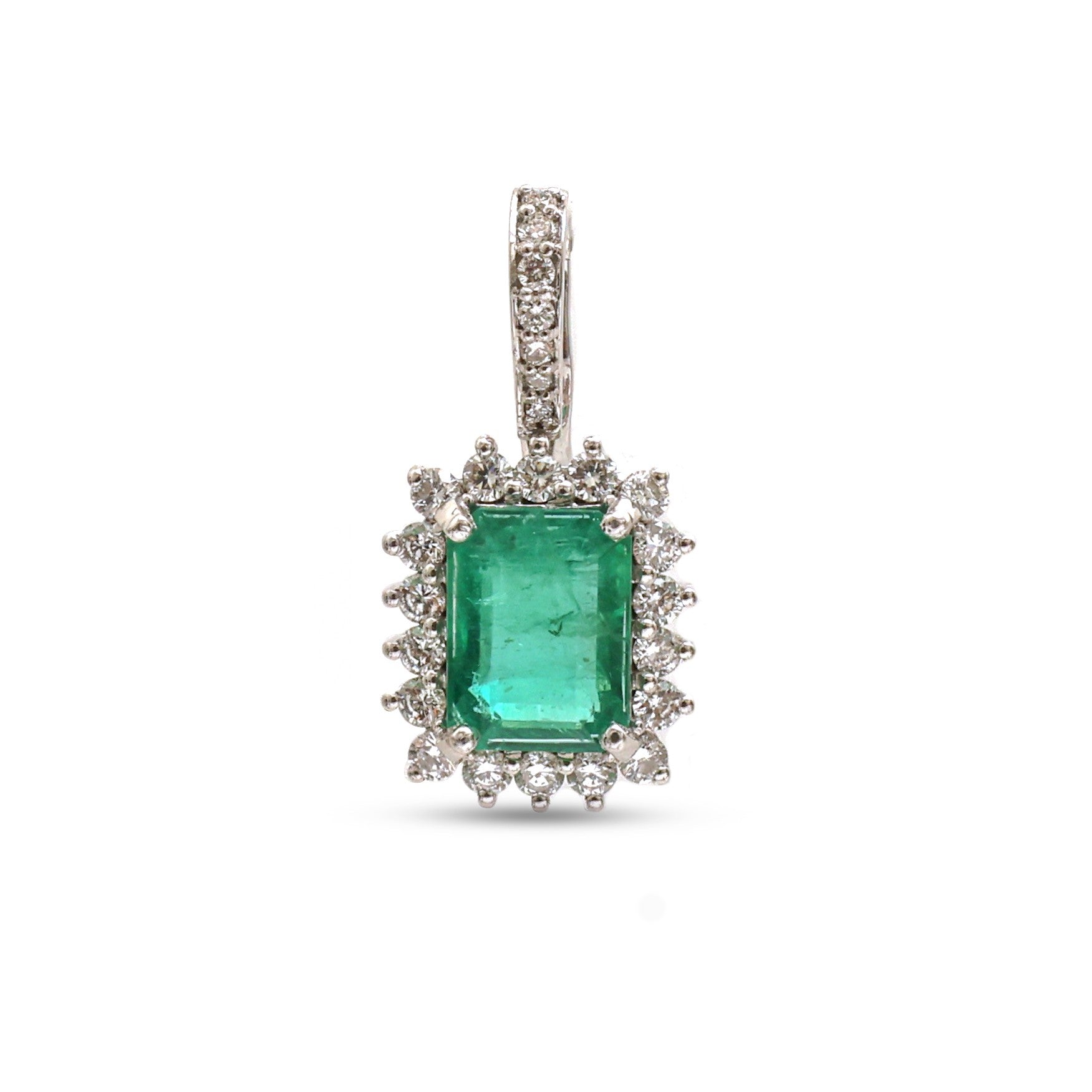 JPPD-1055/10637 Emerald Diamond Pendant | 14K
